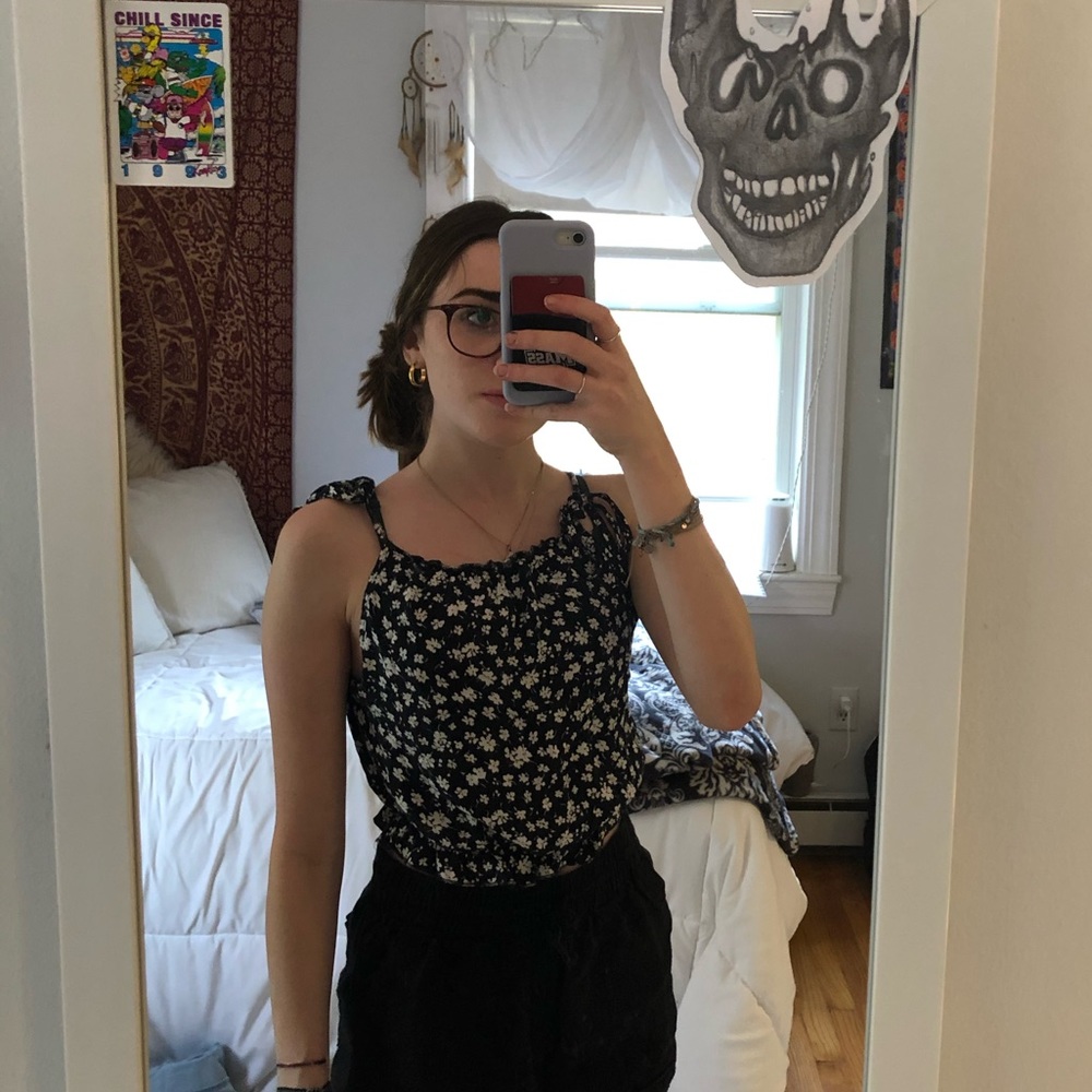 black & white floral shirt, brandy Melville
